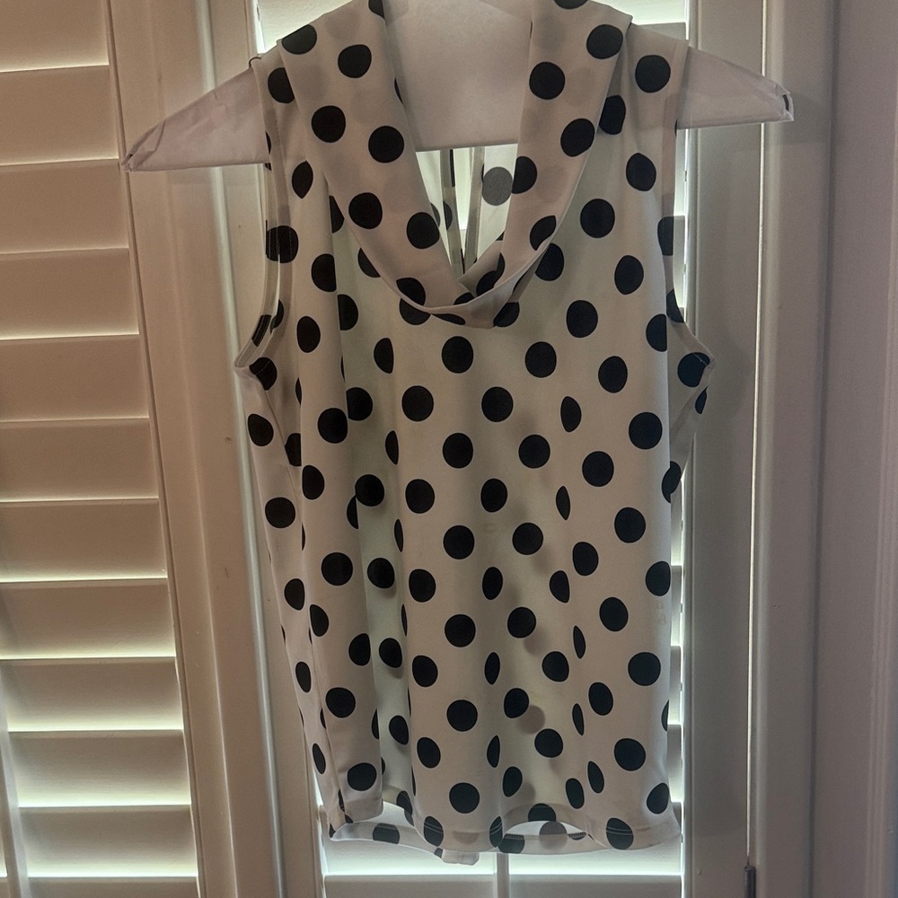Ann Taylor Black and White Polka Dot Blouse